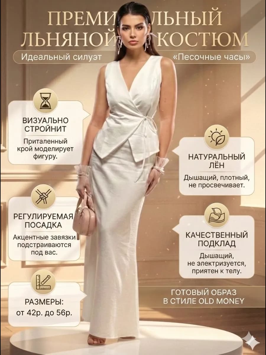 Костюм летний с юбкой льняной
