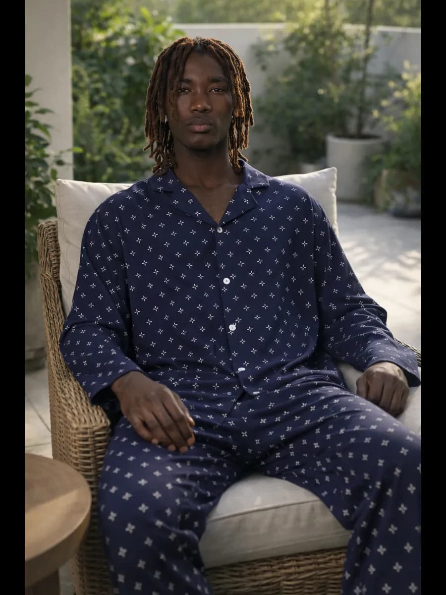 Пижама мужская со штанами больших размеров хлопок