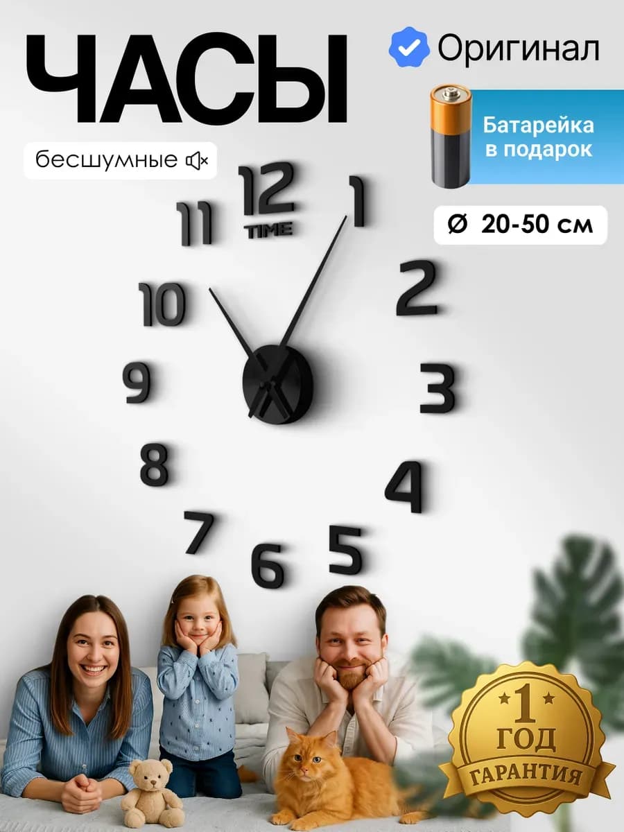 Часы настенные с цифрами интерьерные с цифрами для кухни