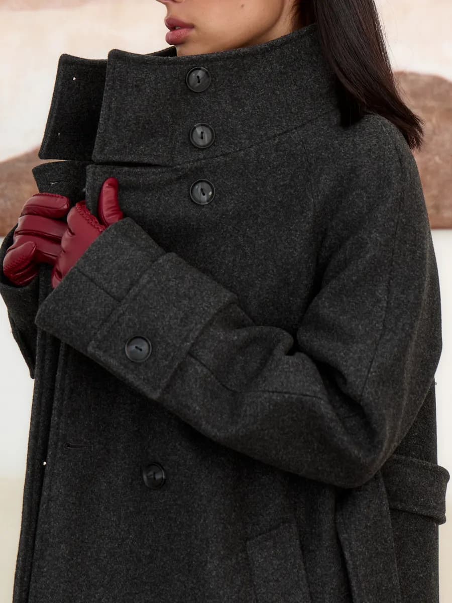 Пальто женское демисезонное с воротником стойкой