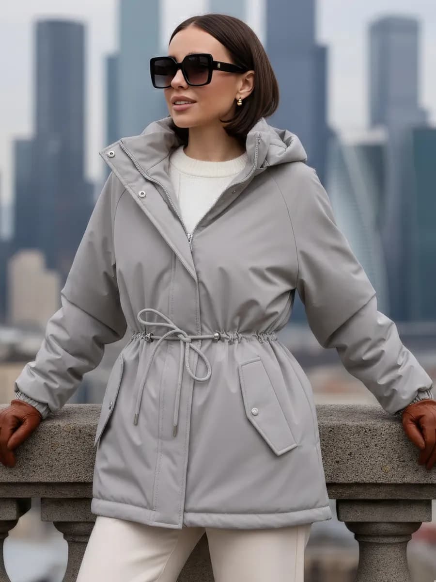 Куртка демисезонная парка с капюшоном удлиненная