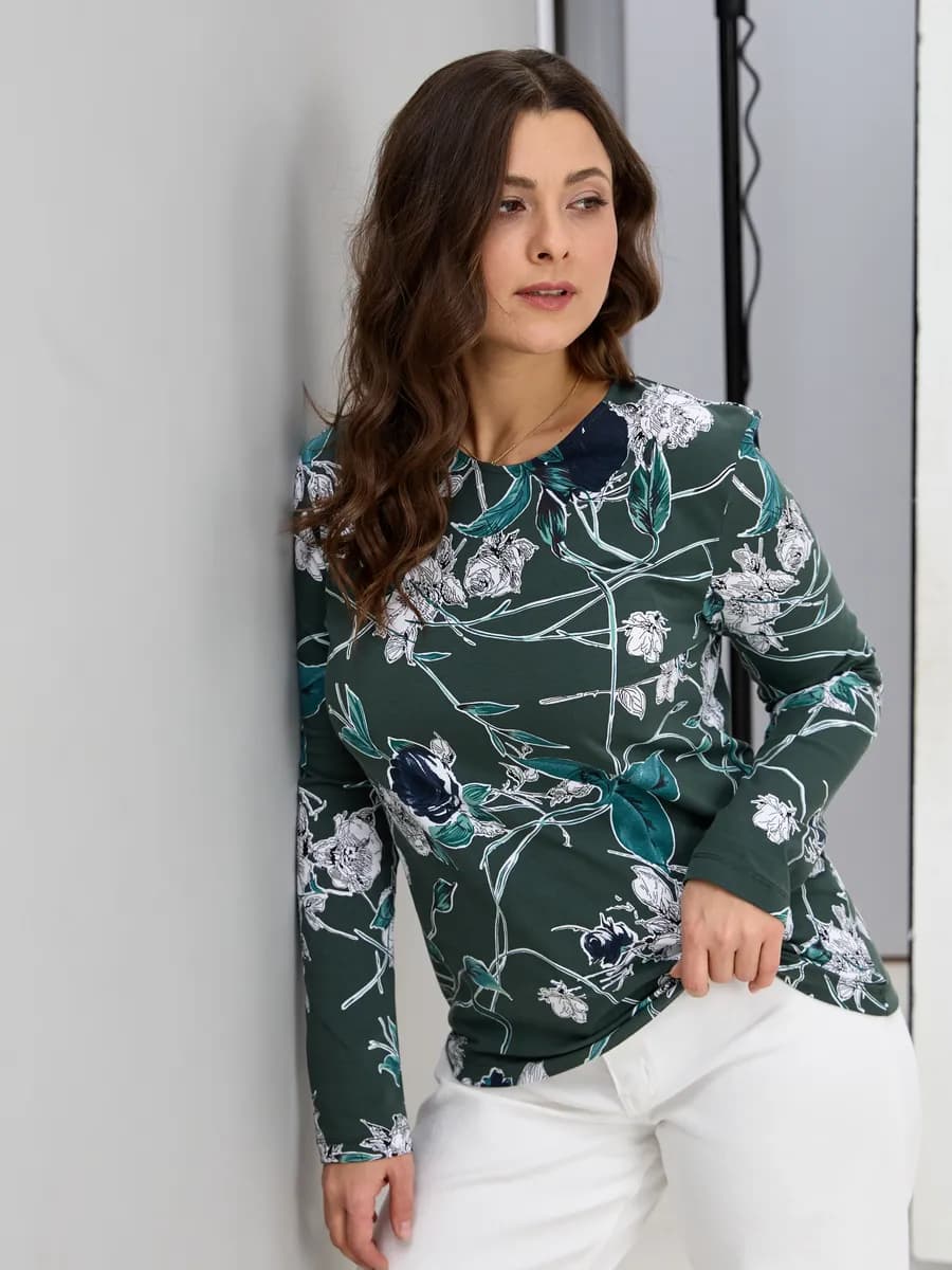 Лонгслив хлопок больших размеров повседневный