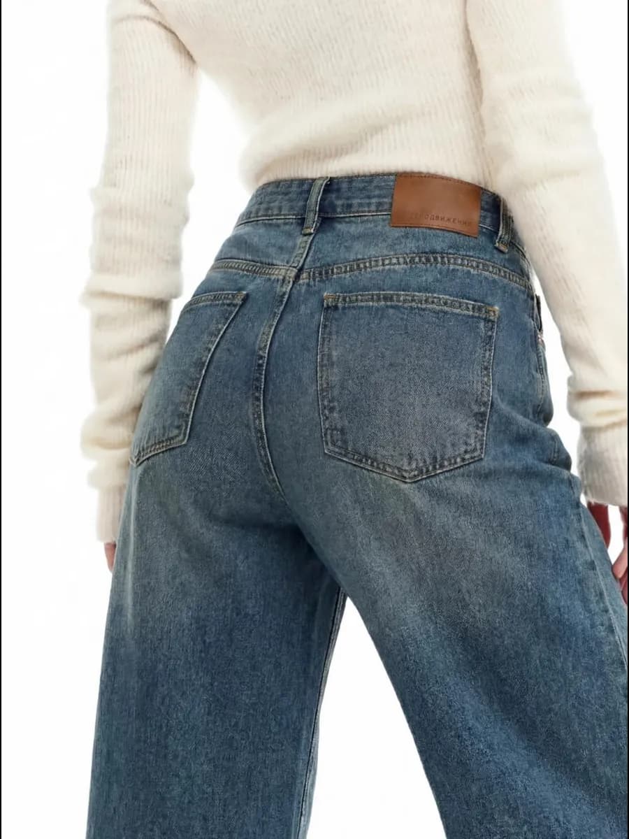 Джинсы широкие трубы палаццо на средней посадке