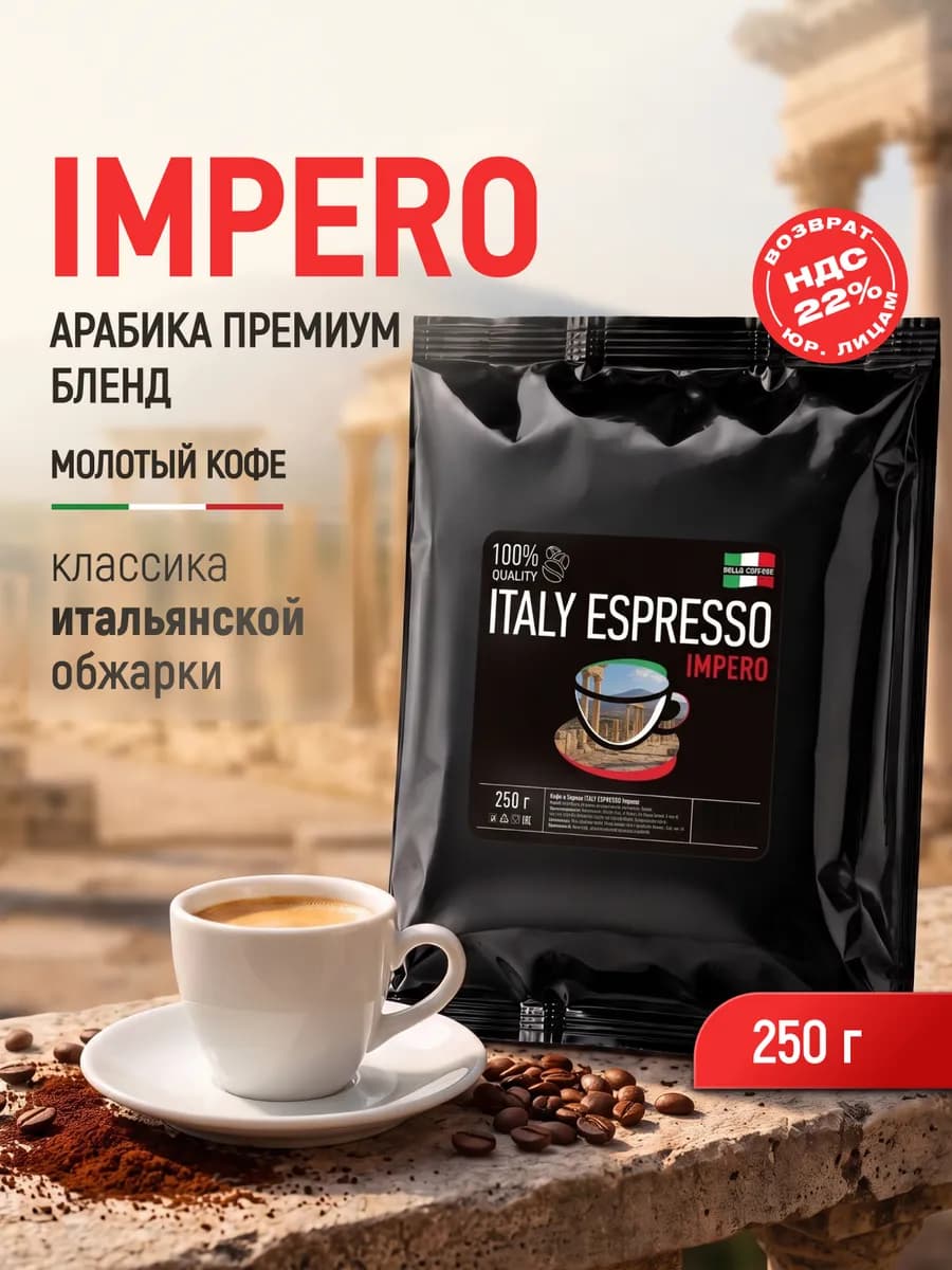 Кофе молотый 250 г арабика робуста Italy Espresso Impero