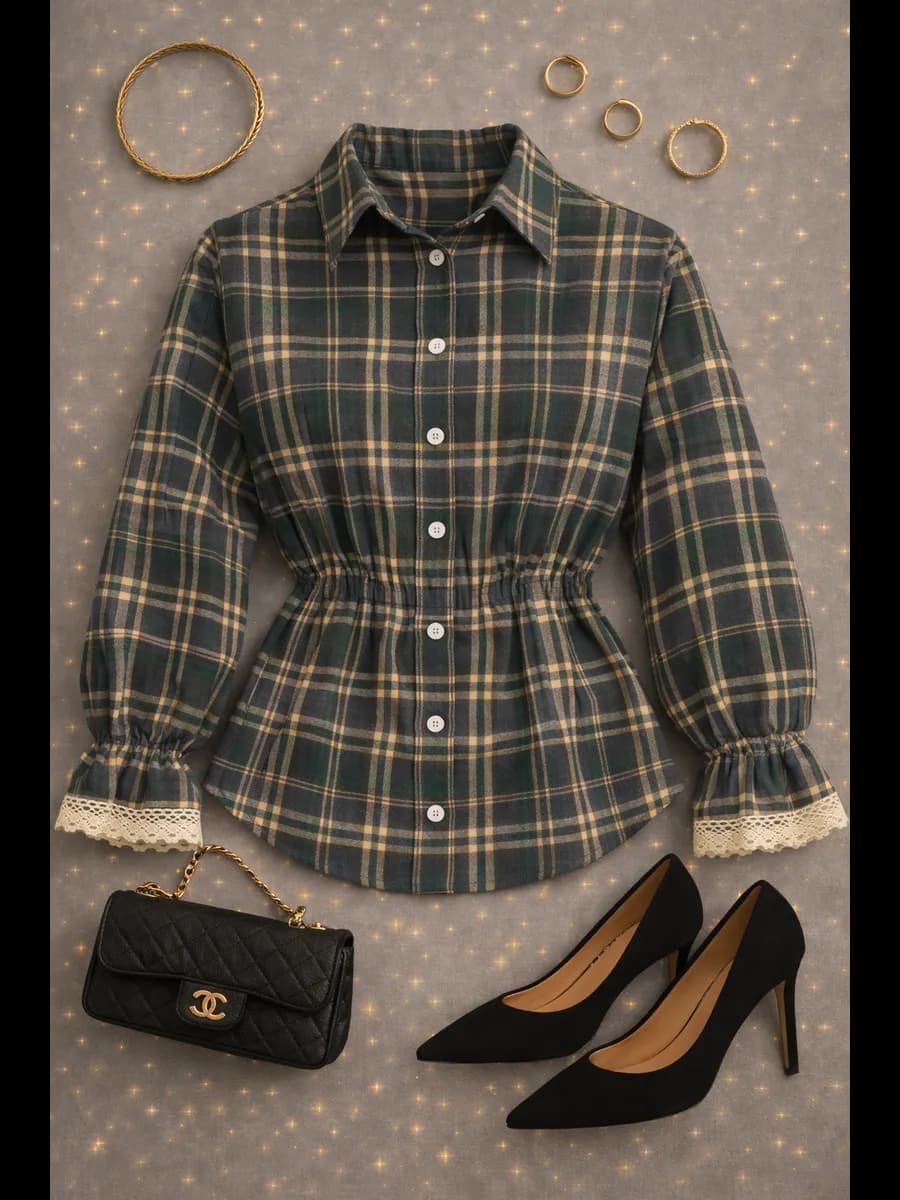 Рубашка в клетку нарядная y2k