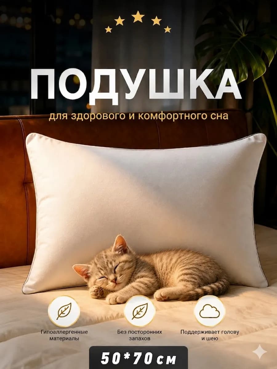 Подушка50×70,низкая – 1 шт