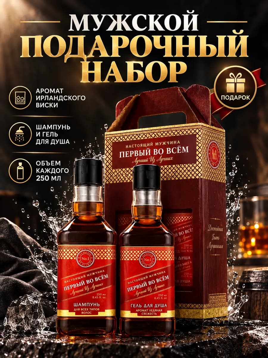 Подарочный набор мужской гель для душа и шампунь