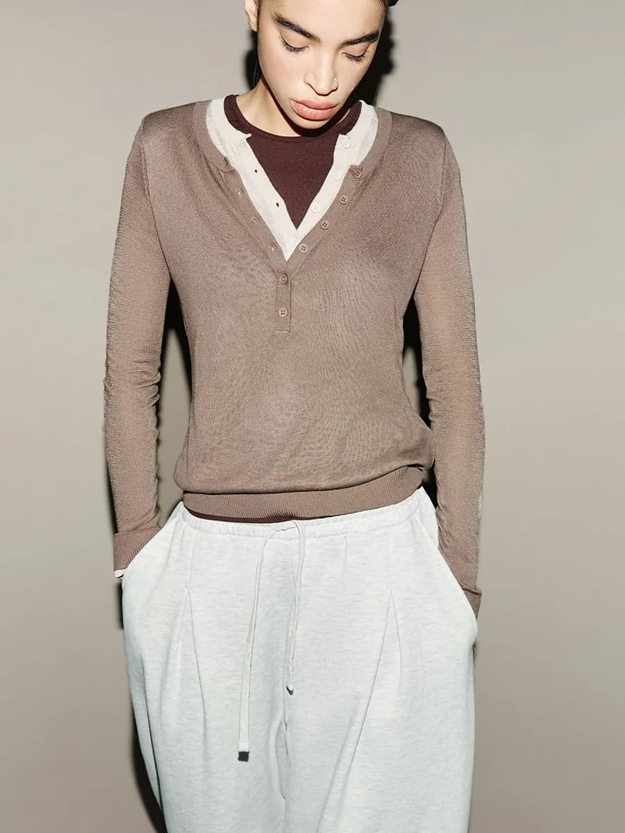 Джемпер вискозный с имитацией второго слоя