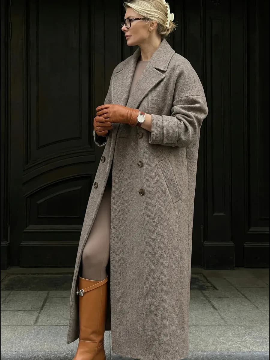 Пальто шерстяное демисезонное длинное - фото 1