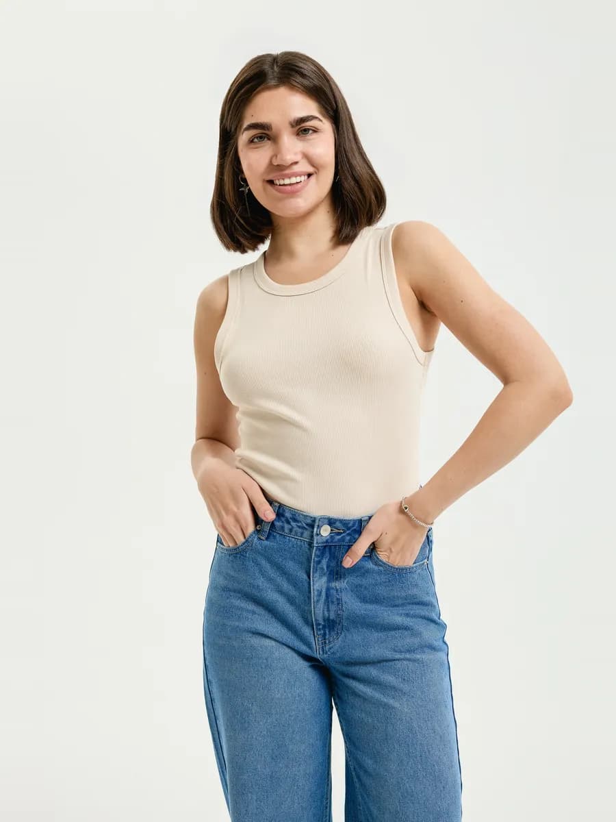 Женская майка из хлопка без рукавов