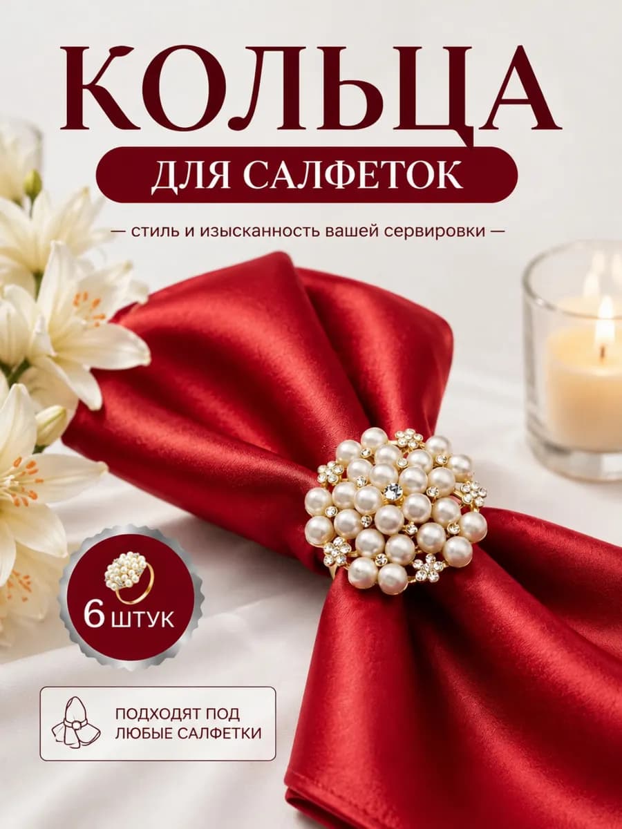 Кольца для салфеток для сервировки 6 штук