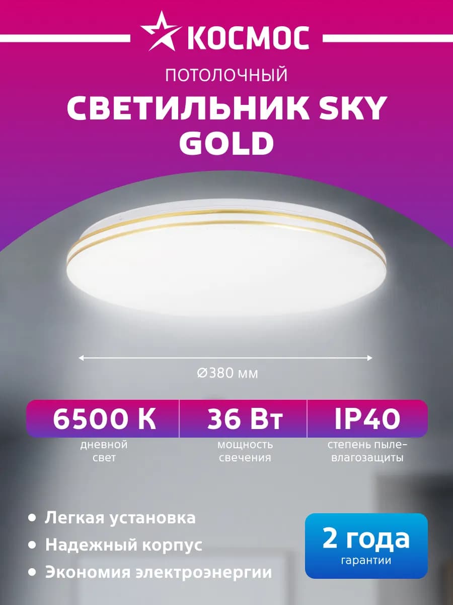 Светильник потолочный светодиодный круглый 36Вт 230В 6500K