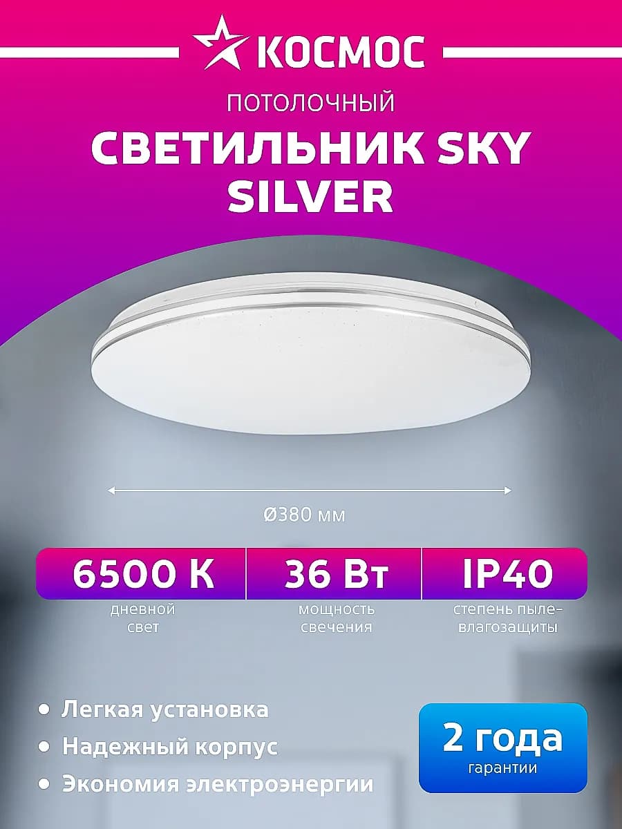 Светильник потолочный светодиодный круглый 36Вт 230В 6500K