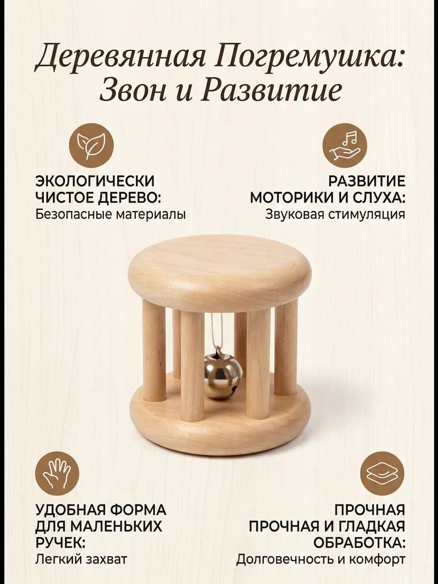Погремушка деревянная - фото 1