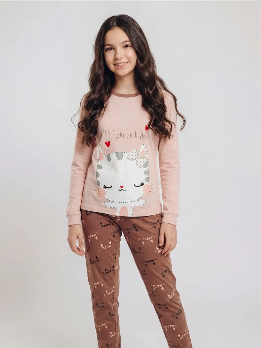 Пижама с брюками и лонгсливом - фото 1