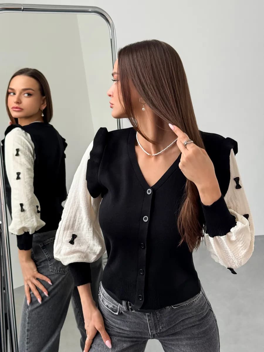 Укороченный кардиган с бантиками