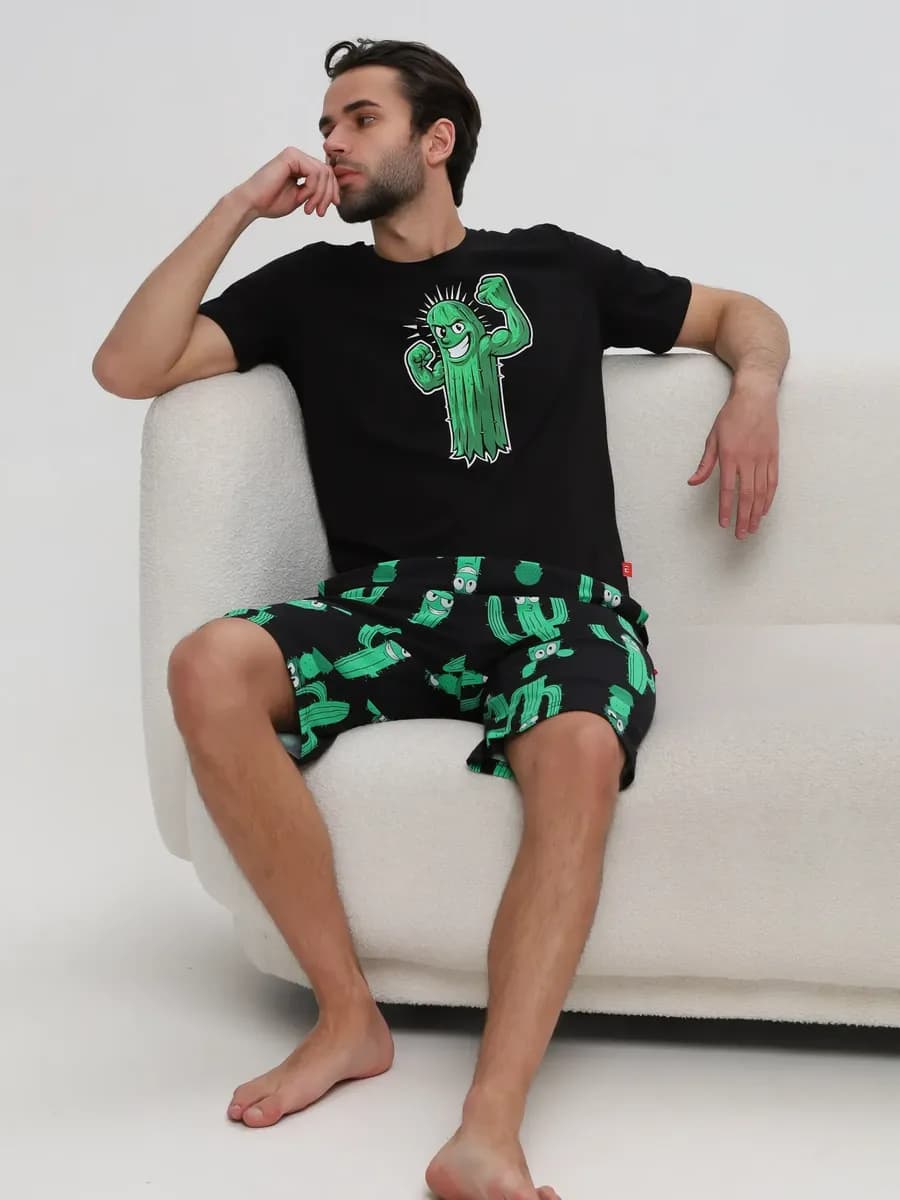 Домашний костюм пижама с шортами - фото 1