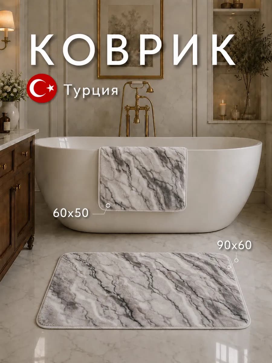 Коврики для ванной и туалета противоскользящие 2 шт