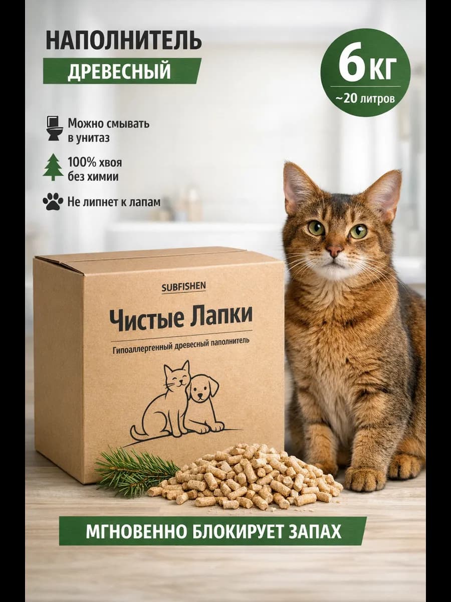 Древесный наполнитель для животных 6 килограмм