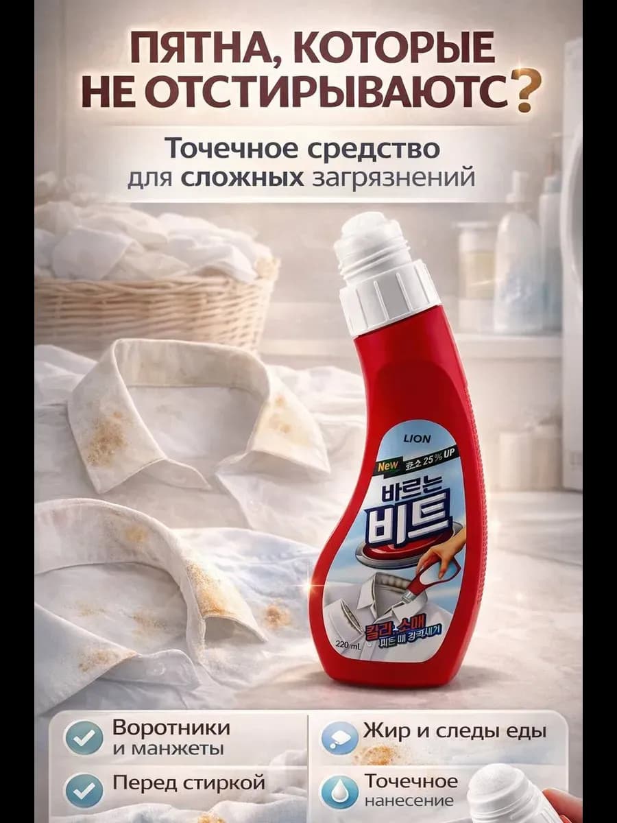 Пятновыводитель для одежды от жирных пятен, Корея