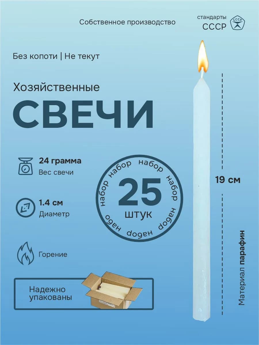 Свечипарафиновые хозяйственные Набор 25 шт