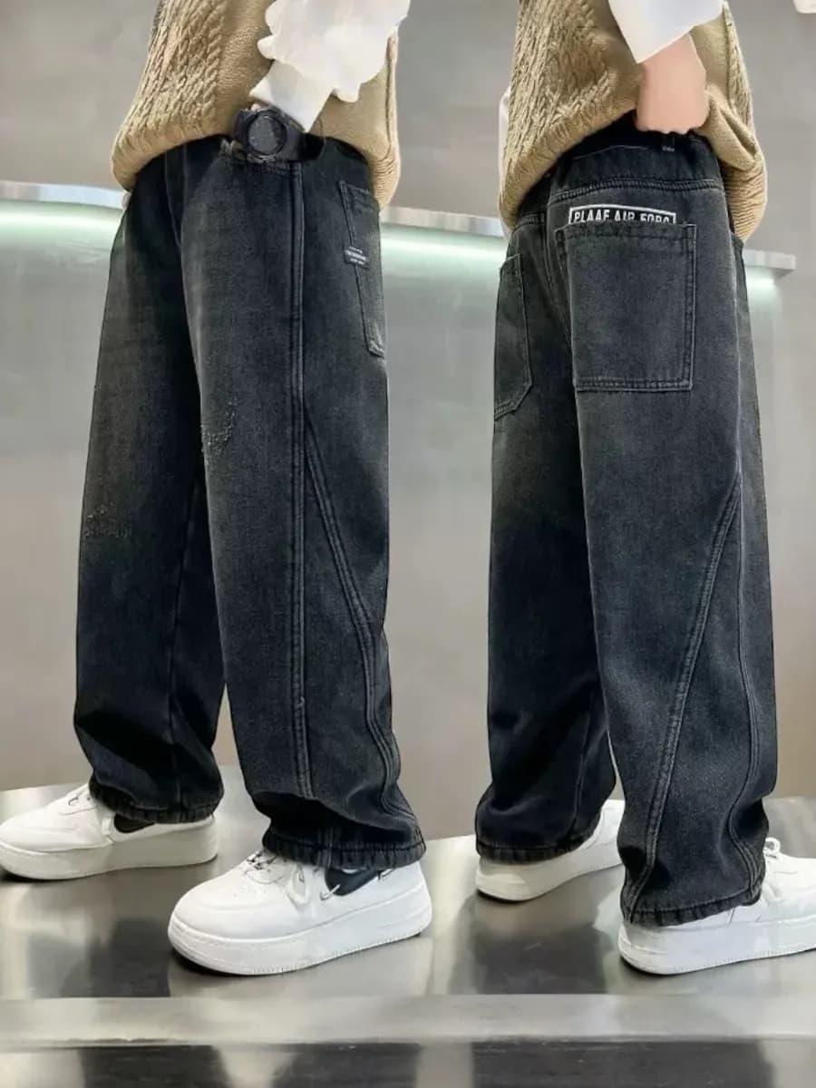 Джинсы бананы широкие на резинке детские подростковые