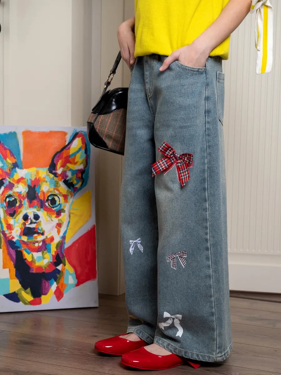 Джинсы детские широкие на резинке