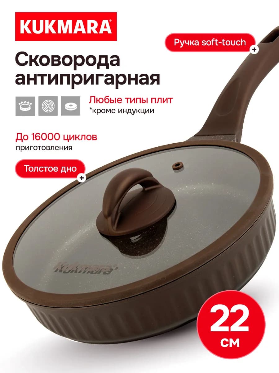 Сковорода антипригарная глубокая 22 см