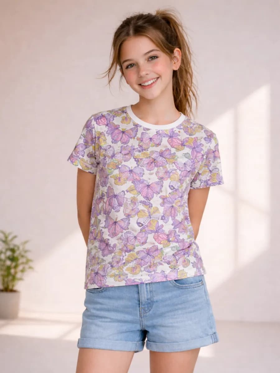 Футболка с бабочками оверсайз