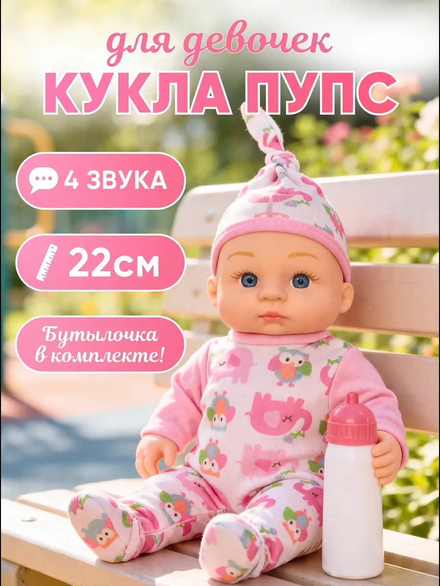 Кукла пупс для девочки 22см с аксессуарами говорящая