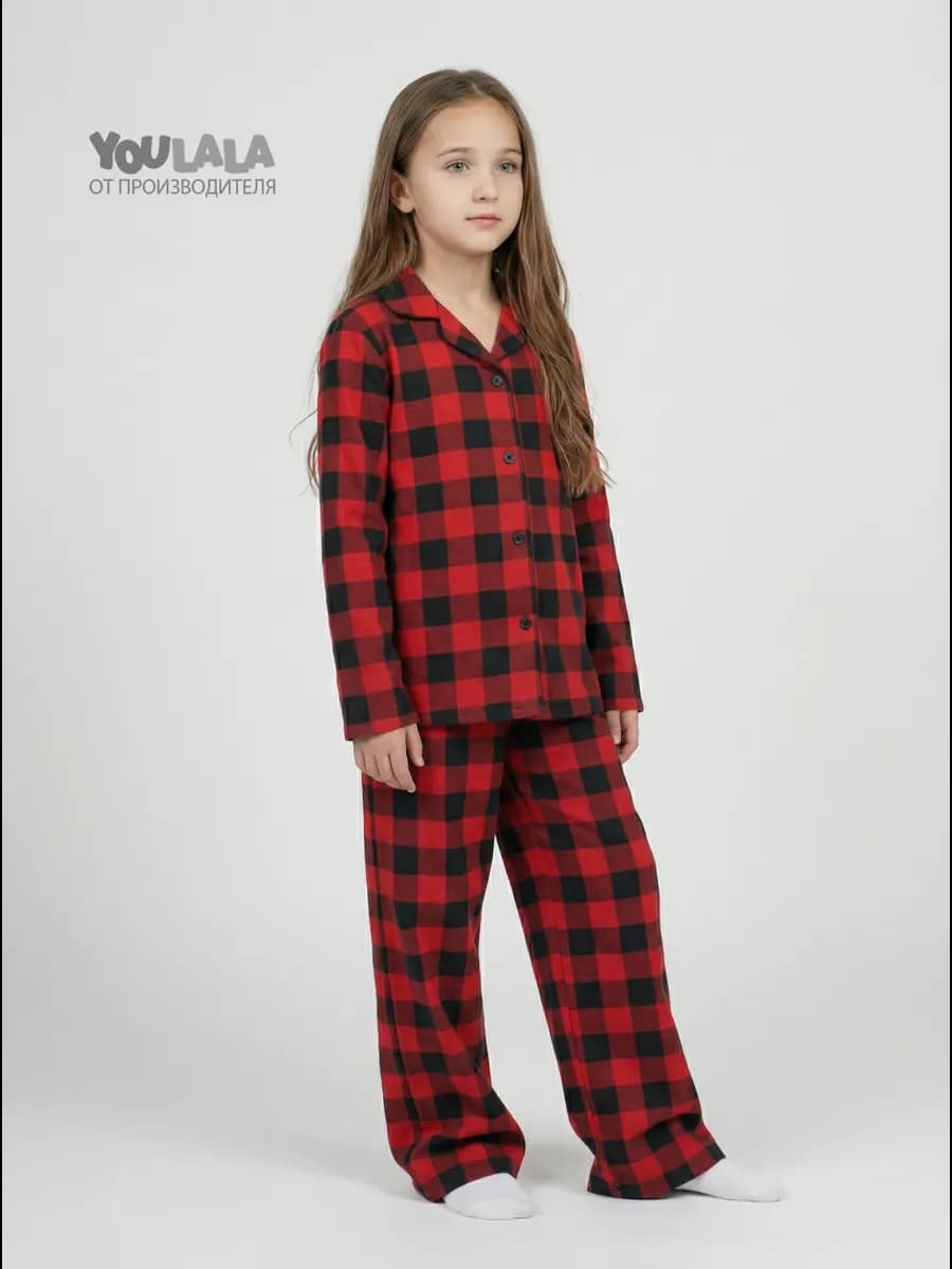 Пижама в клетку новогодняя для девочки подростка