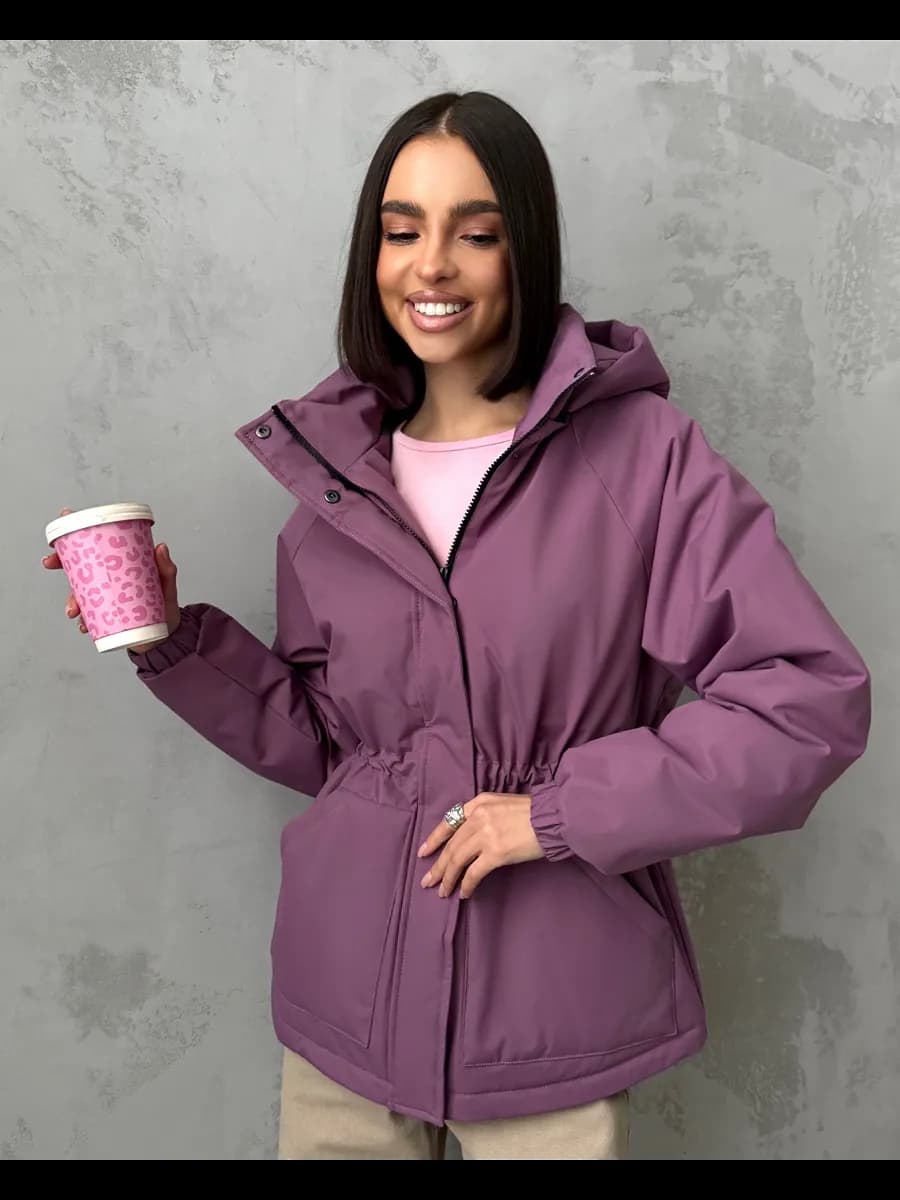 Куртка демисезонная удлиненная с капюшоном весна