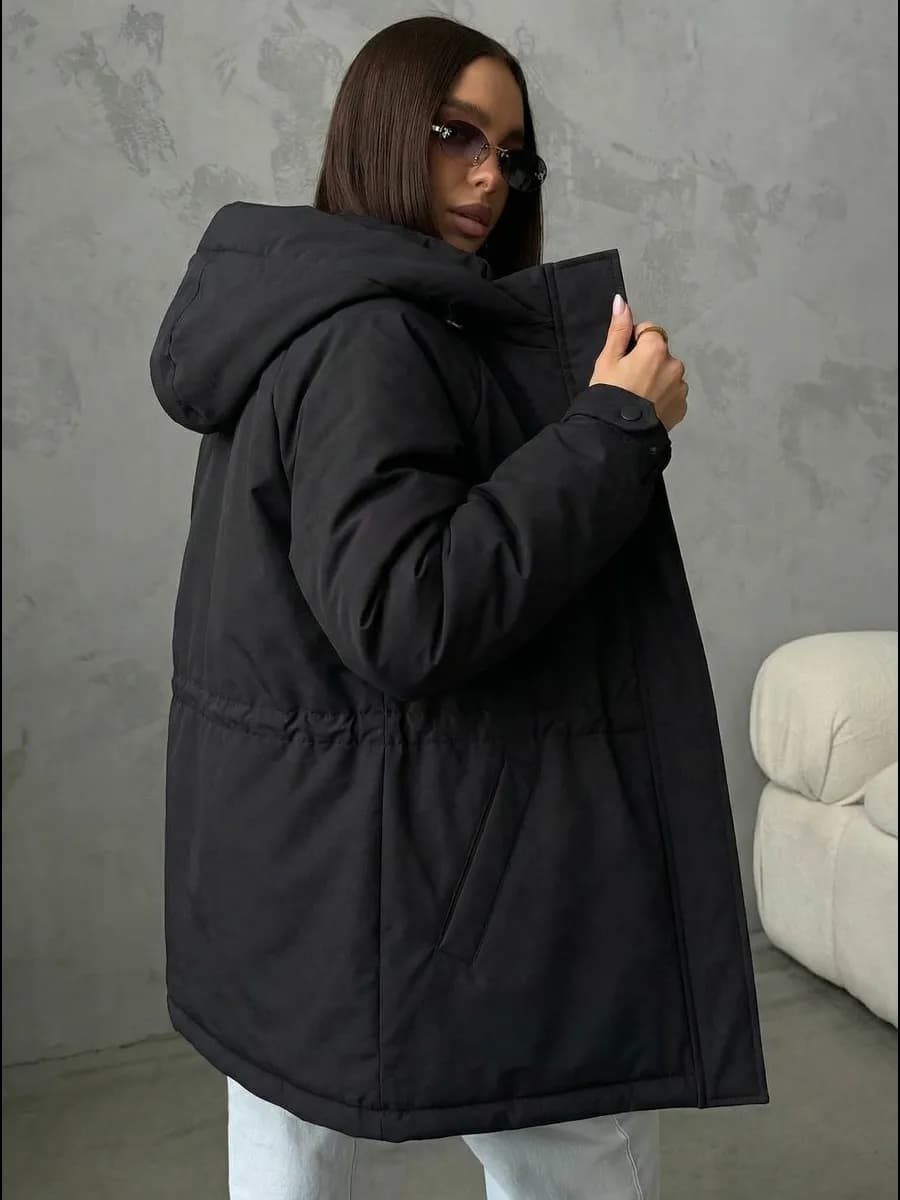 Куртка демисезонная удлиненная с капюшоном весна
