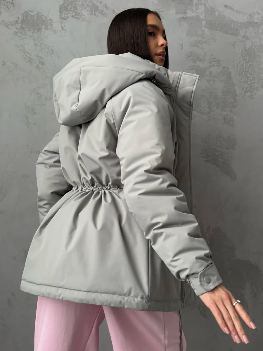 Куртка демисезонная удлиненная с капюшоном весна