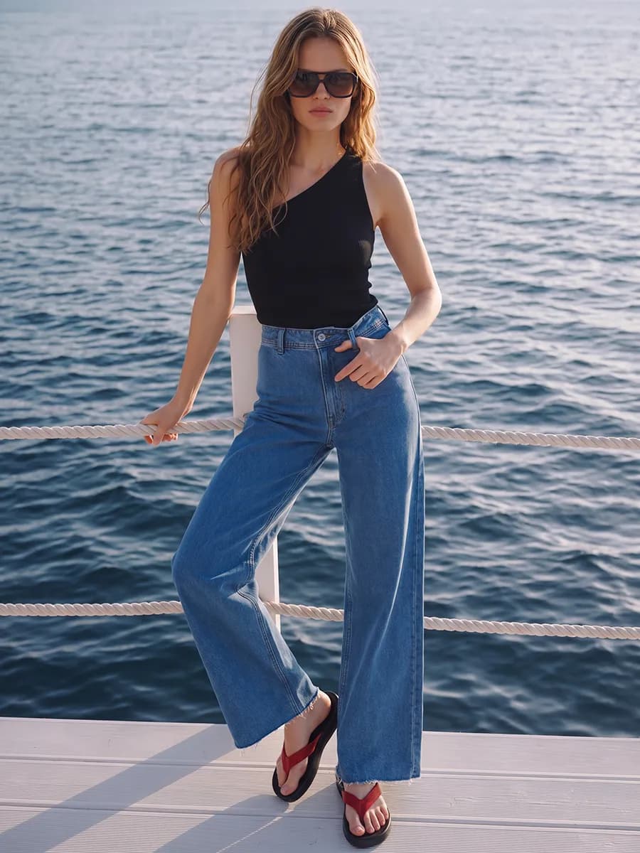 Джинсы WIDE LEG FIT укороченные базовые классические