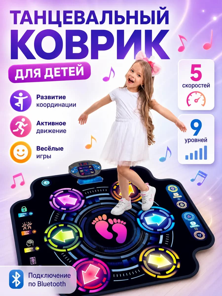 Музыкальный танцевальный коврик для детей игровой