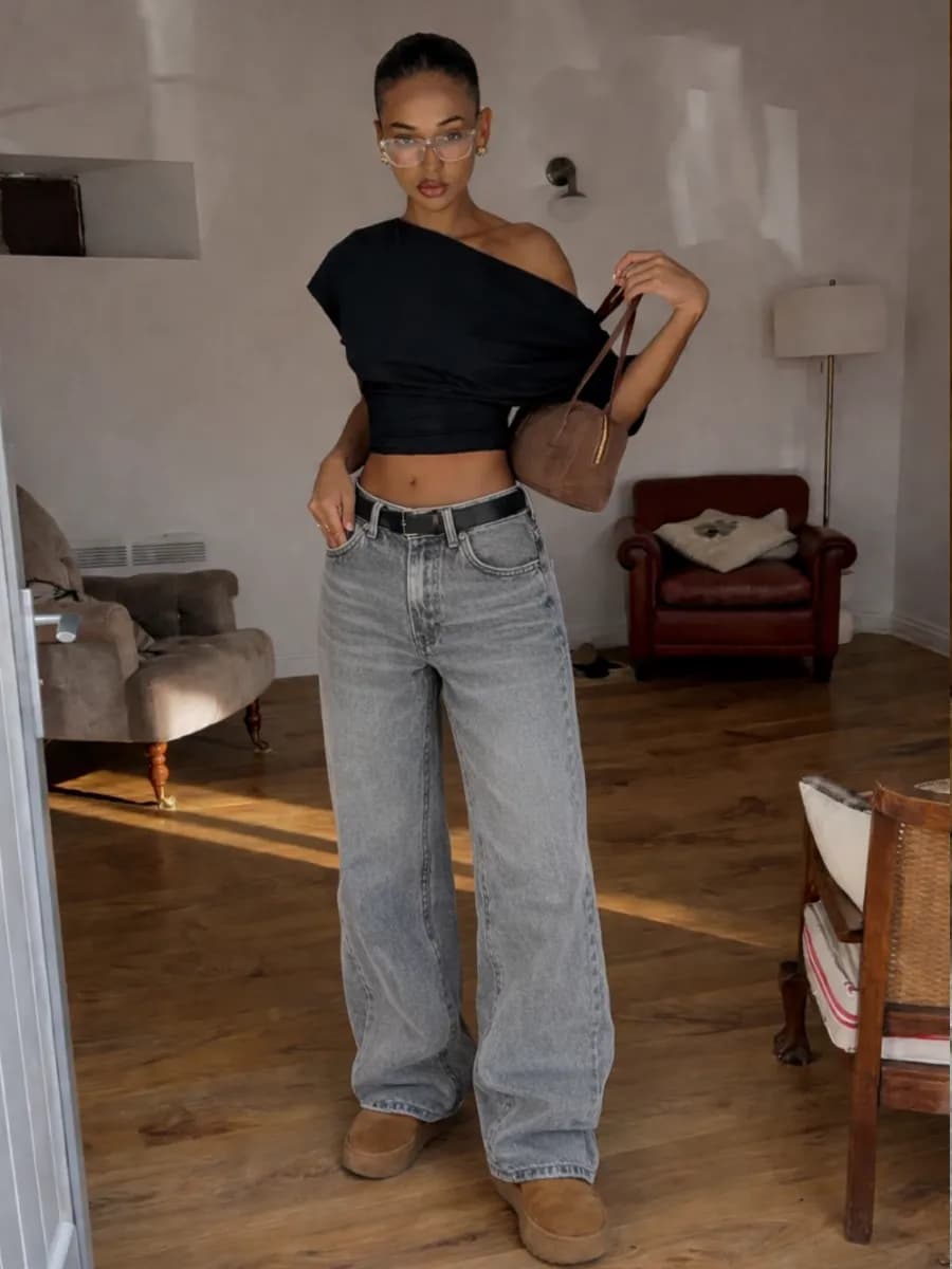 Джинсы багги широкие бойфренды