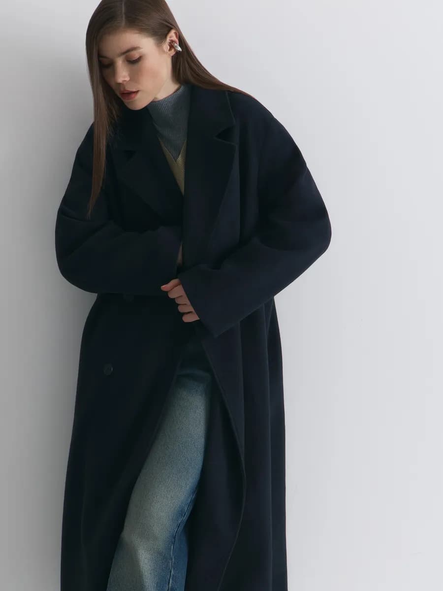 Пальто длинное прямое оверсайз классическое миди - фото 1