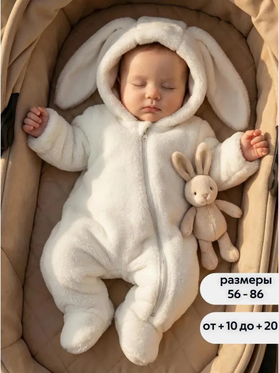 Комбинезон для новорожденных демисезонный с капюшоном