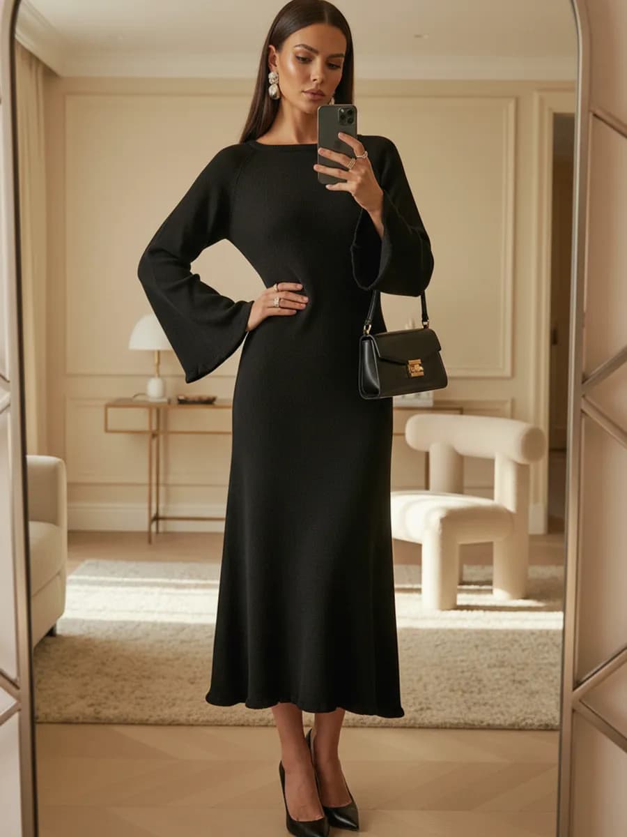 Платье вязаное теплое с завязками