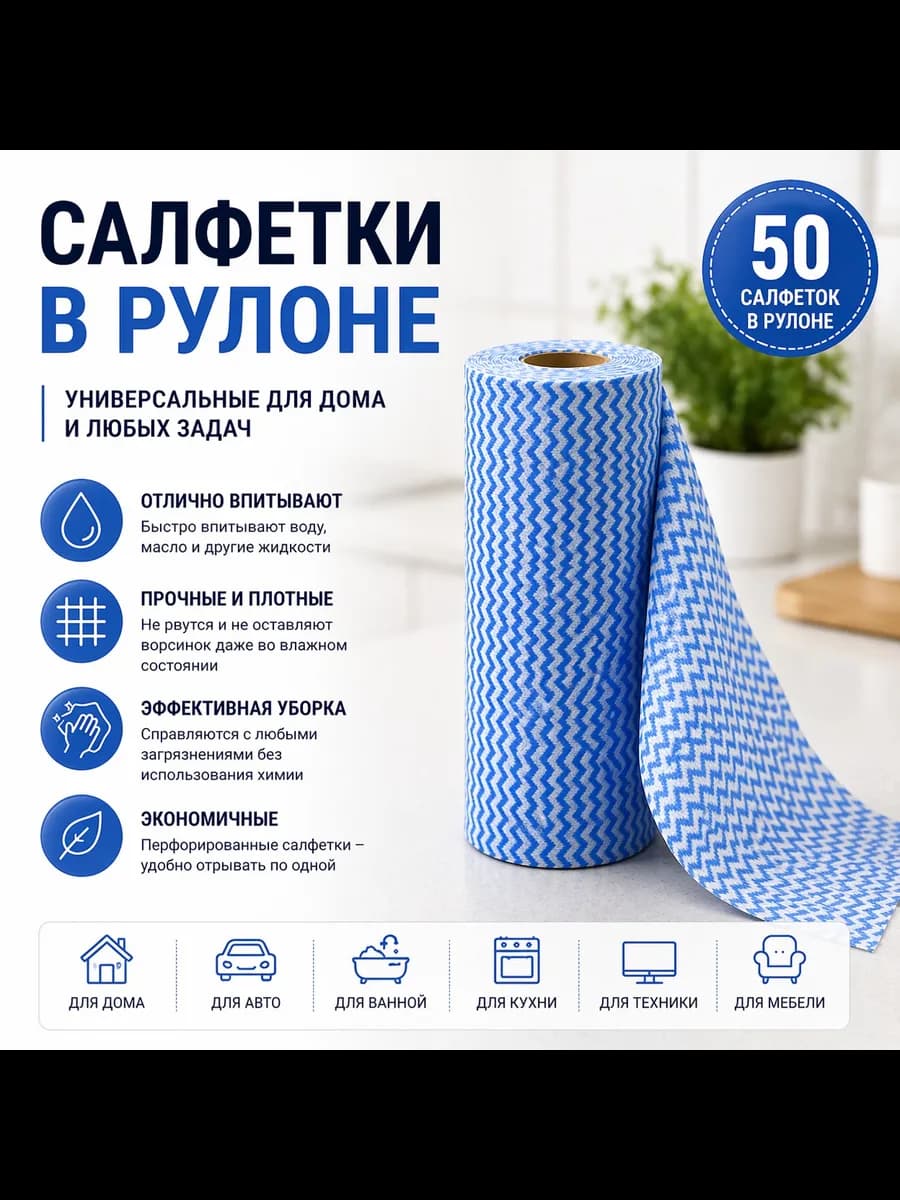 Салфетки безворсовые универсальные