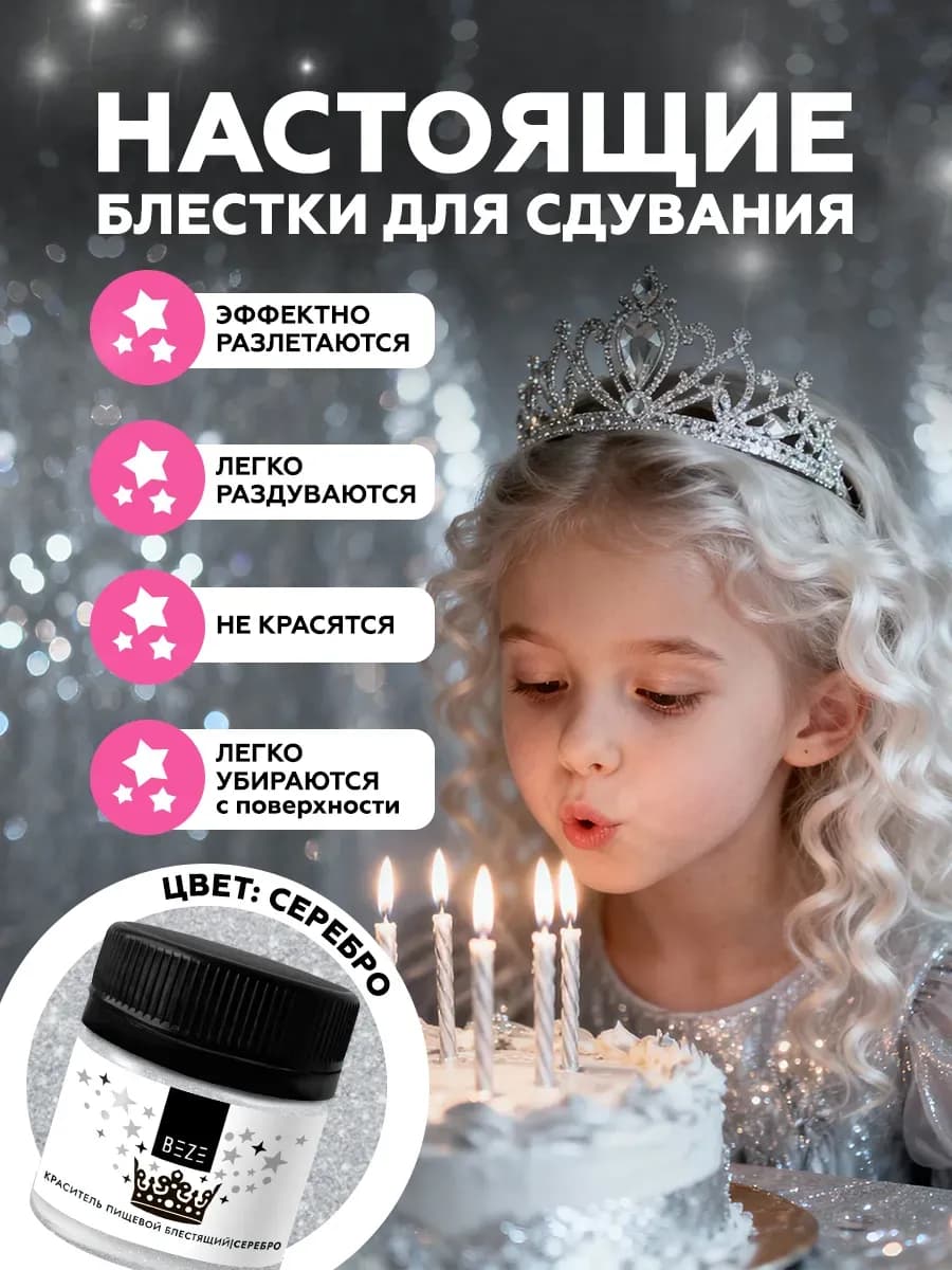 Блестки для торта для сдувания