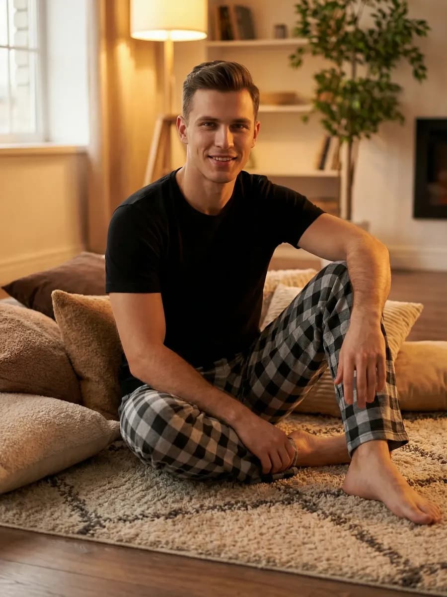 Пижама со штанами и футболкой домашний костюм