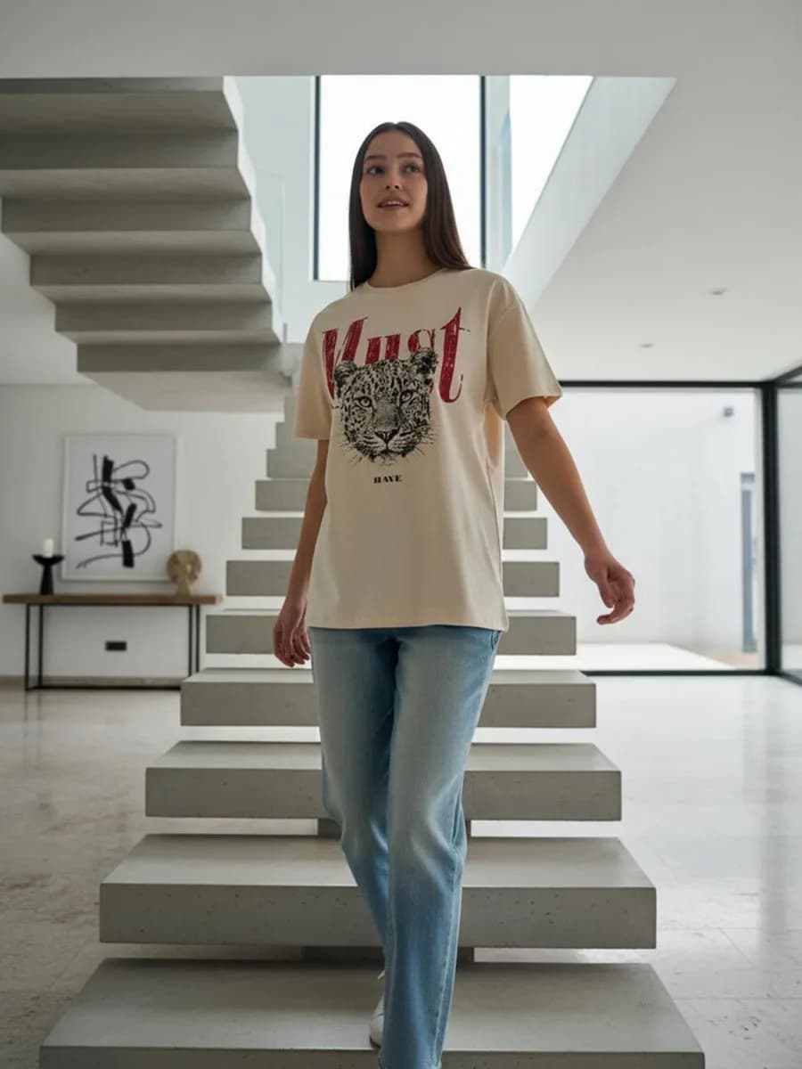 Футболка оверсайз с принтом леопарда