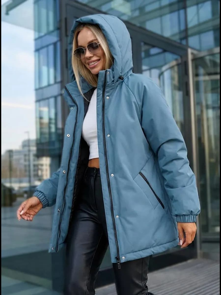 Куртка весенняя 2026 удлиненная с капюшоном