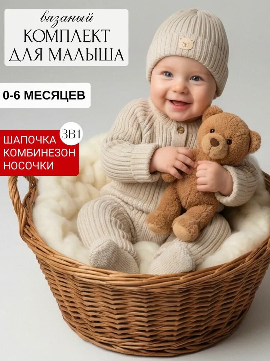 Вязаный костюм для новорожденного малыша