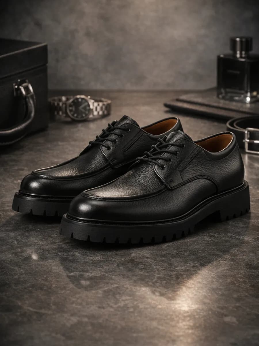 Туфли классические дерби с высокой подошвой платформой