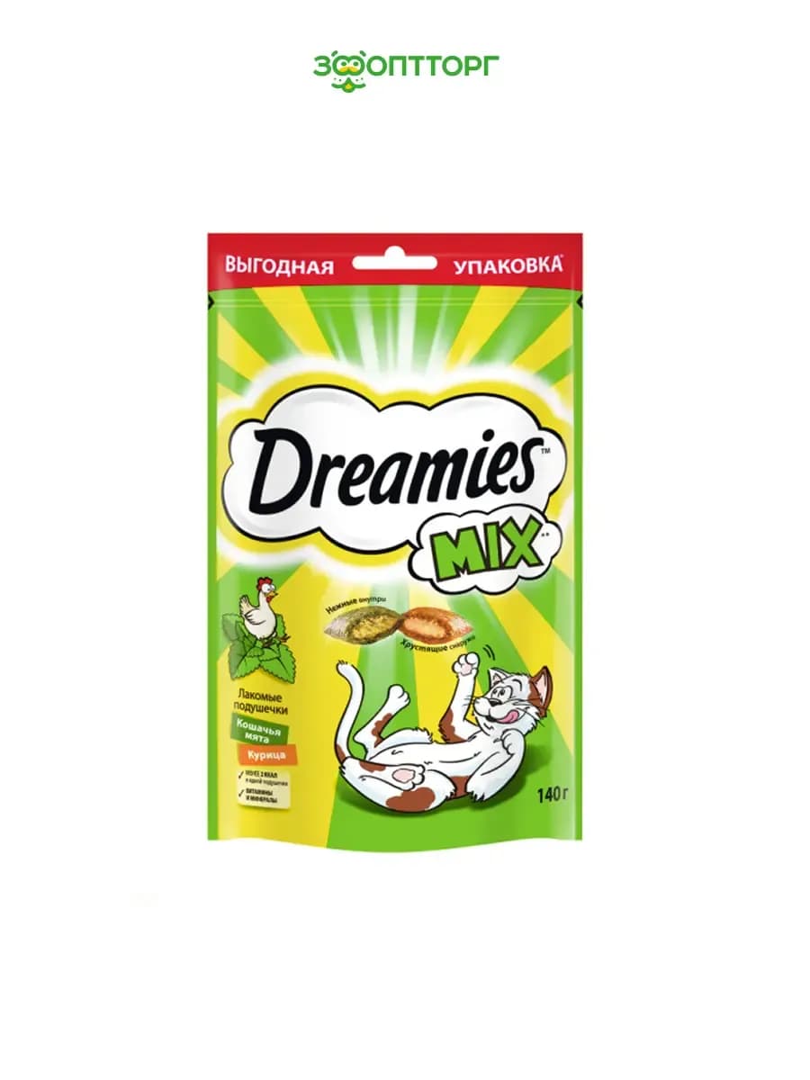 Лакомые подушечки, Курица и кошачья мята, 140 г