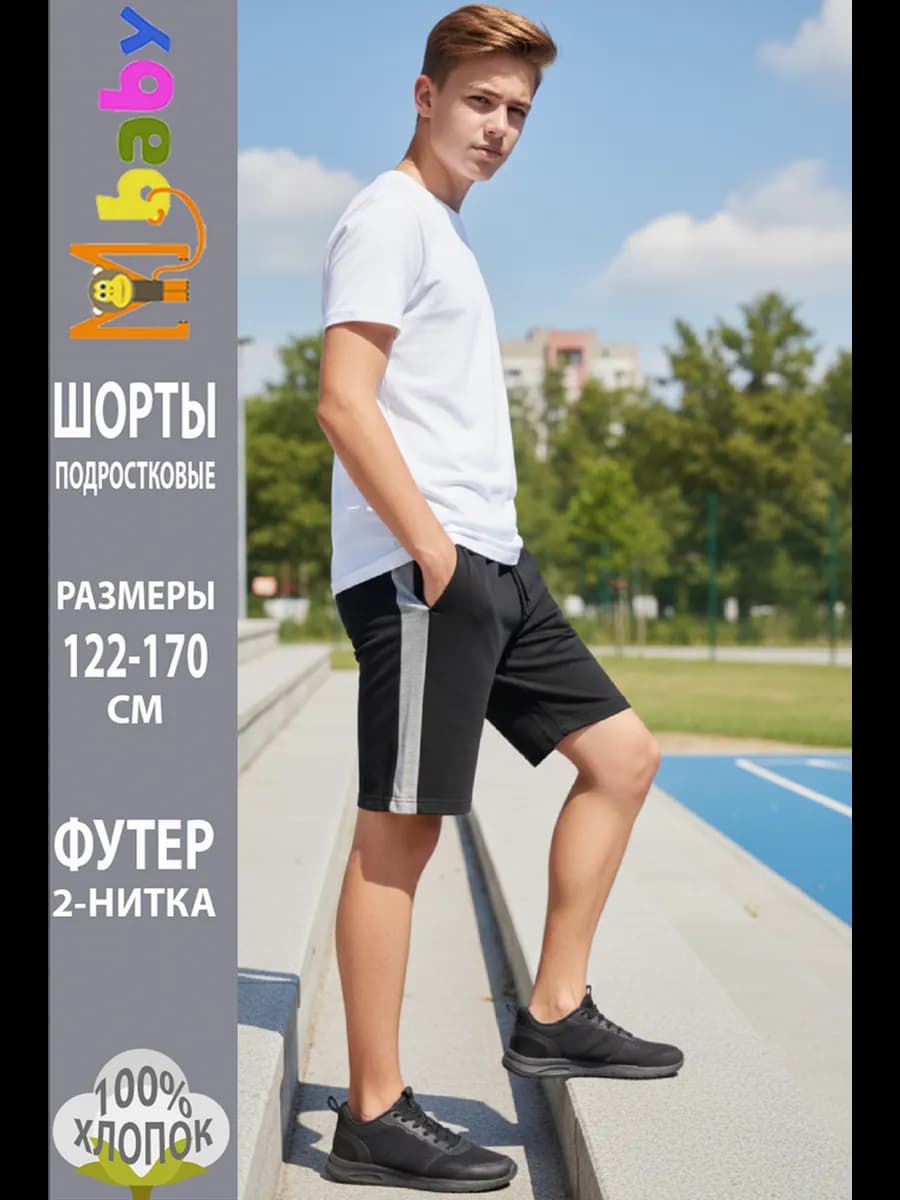 Шорты для мальчика спортивные школьные до колена хлопок