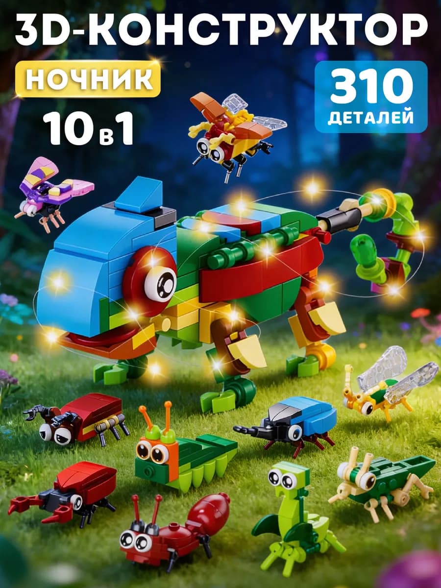 Конструктор 3д для детей развивающий 10 в 1